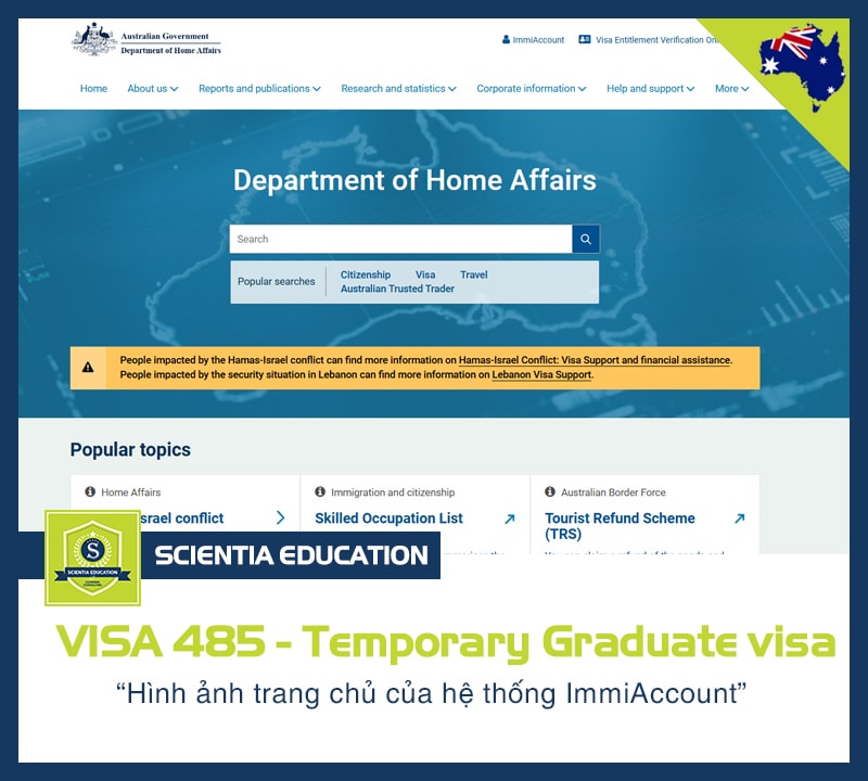 Nộp đơn xin visa 485 Úc online qua hệ thống ImmiAccount
