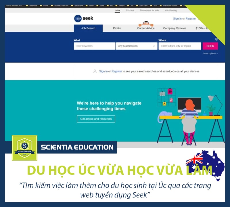 Tìm việc làm thêm tại Úc qua trang web tuyển dụng Seek