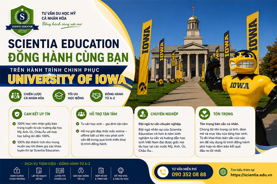 Scientia Education đồng hành cùng bạn trên hành trình chinh phục University of Iowa