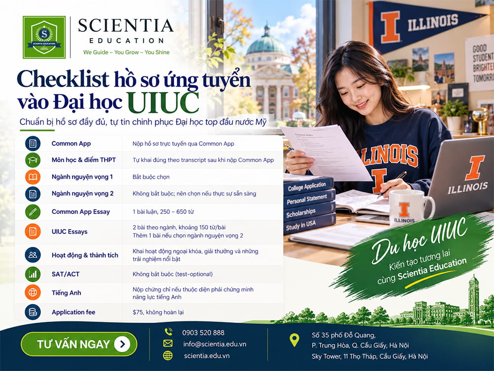 Checklist hồ sơ ứng tuyển Đại học UIUC