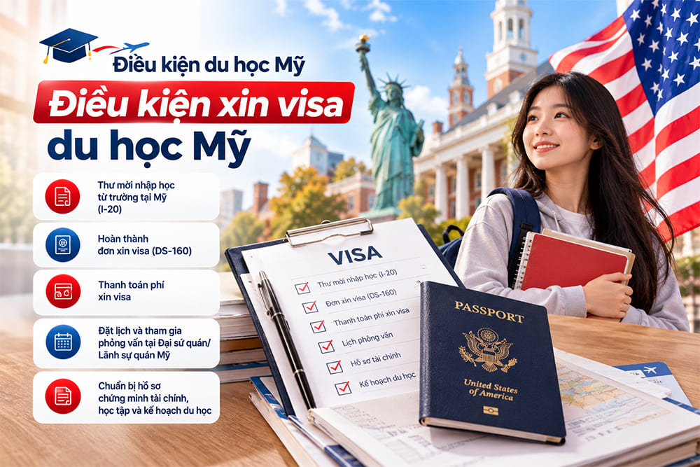 Điều kiện xin visa du học Mỹ