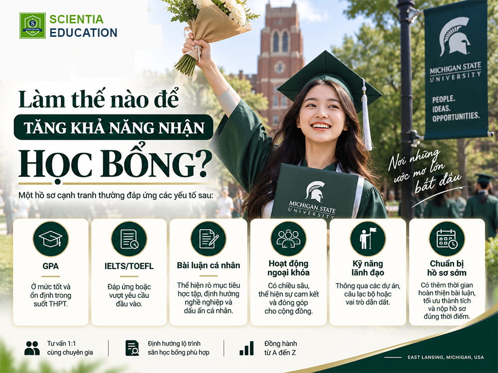Làm thế nào để tăng khả năng nhận học bổng du học tại Michigan State University
