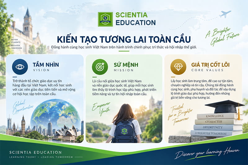 Tầm nhìn sứ mệnh giá trị cốt lõi của Scientia Education