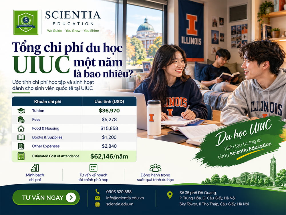 Tổng chi phí du học UIUC một năm là bao nhiêu