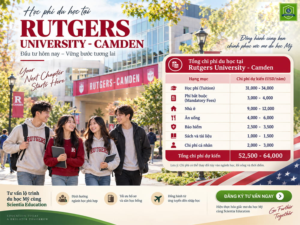 Tổng chi phí du học tại Rutgers University - Camden