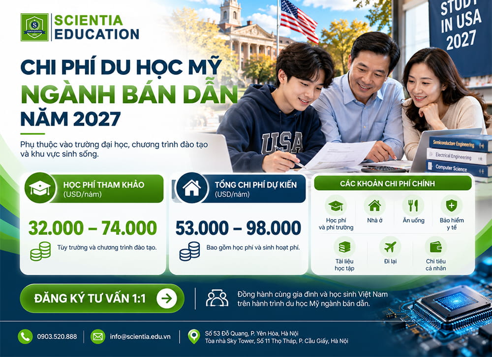 Chi phí du học Mỹ ngành bán dẫn