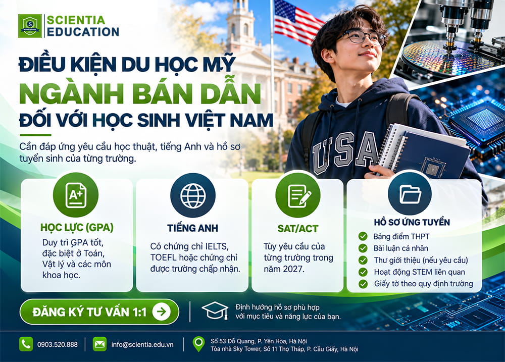 Điều kiện du học Mỹ ngành bán dẫn đối với học sinh Việt Nam