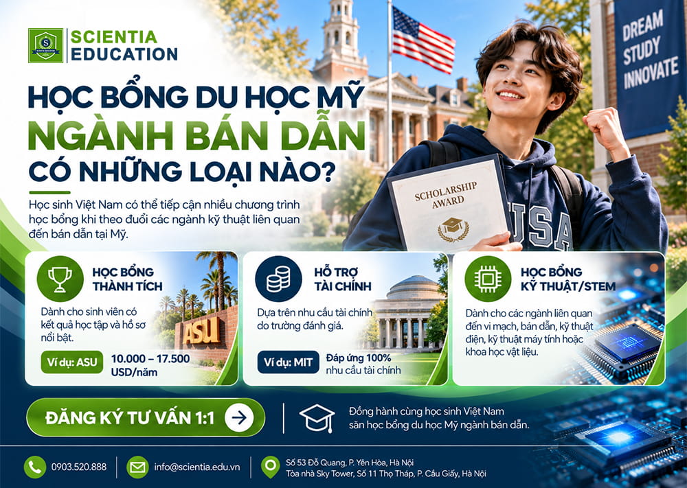Học bổng du học Mỹ ngành bán dẫn có những loại nào