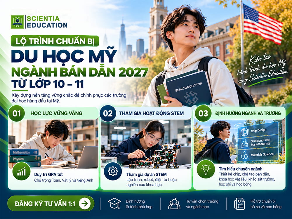 Lộ trình chuẩn bị du học Mỹ ngành bán dẫn từ lớp 10–11