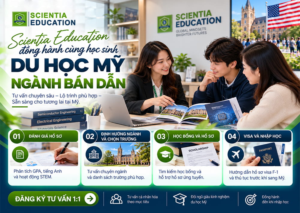 Scientia Education đồng hành cùng học sinh du học Mỹ ngành bán dẫn